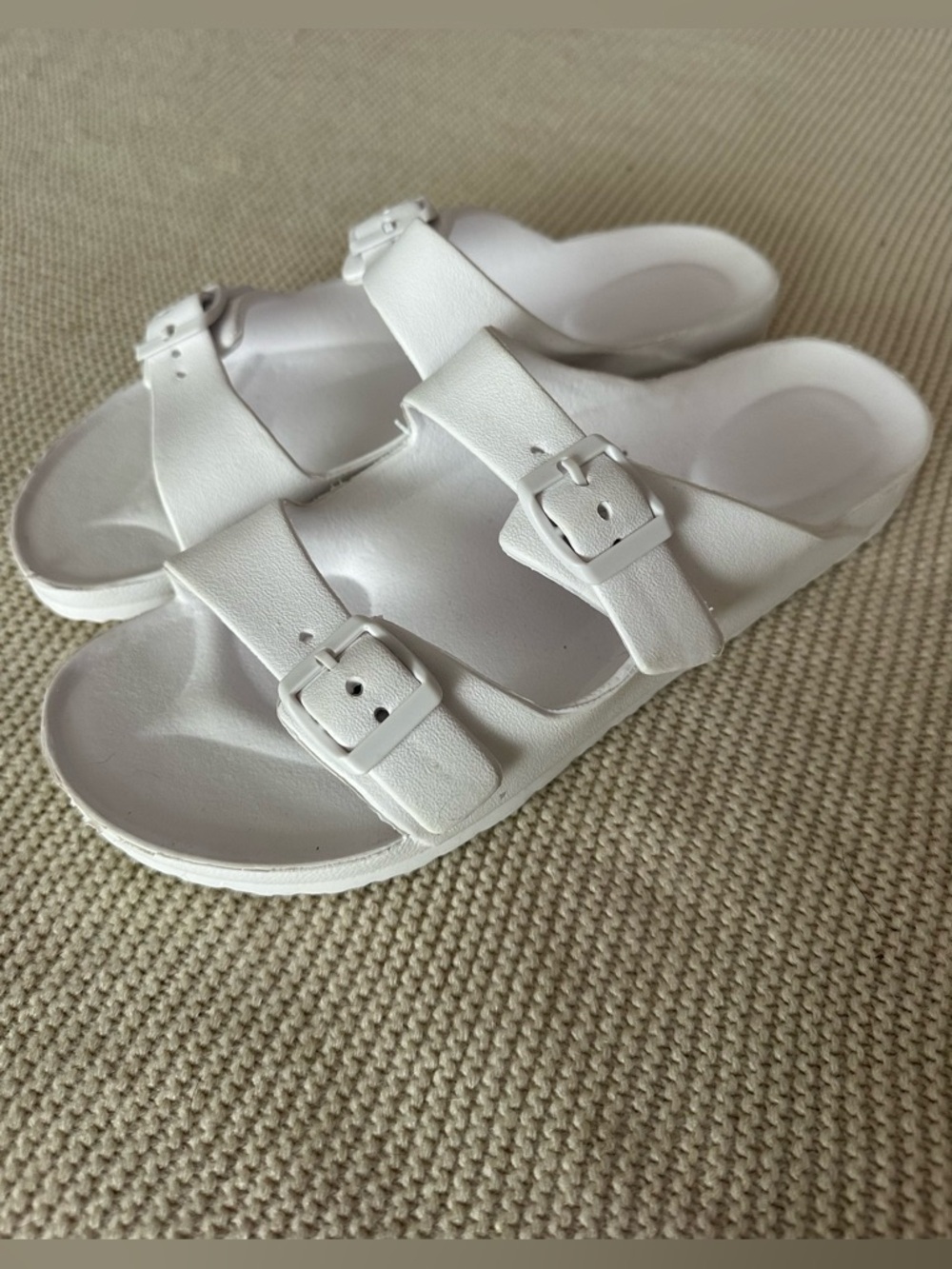 White Rubber Slide Sandals
